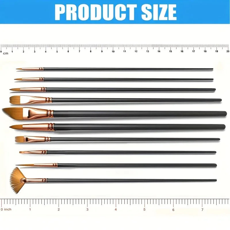 12pcs Nylon Bristle Brush Set Flat Brushes Watercolor Oil Paint For Artists Amateur And Acrylic Paintings Fabric Brushes    Home Decor Supply | Online Retail | ShoreShopper.com