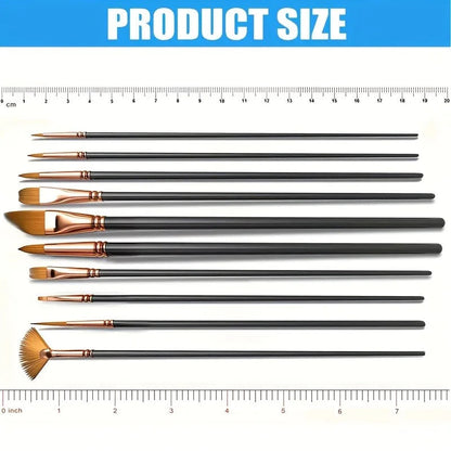 12pcs Nylon Bristle Brush Set Flat Brushes Watercolor Oil Paint For Artists Amateur And Acrylic Paintings Fabric Brushes    Home Decor Supply | Online Retail | ShoreShopper.com