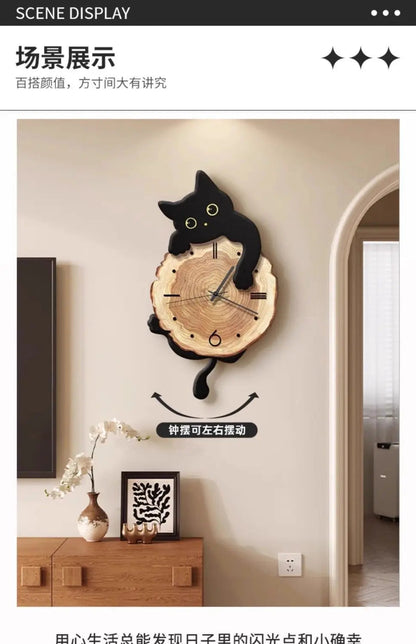 Cartoon Cat Wall Clock Creative Cat Tail Swing Wall Clock Quartz Mute Wall Clock Home Decoration Living Room Bedroom Decoration    Home Decor Supply | Online Retail | ShoreShopper.com
