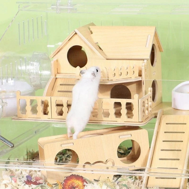 Hamster Habitat Décor Wooden Double-Layer Platform with Ladder Durable Pet Toy Accessory for Gerbil Guinea Pig and Small Animals    Home Decor Supply | Online Retail | ShoreShopper.com
