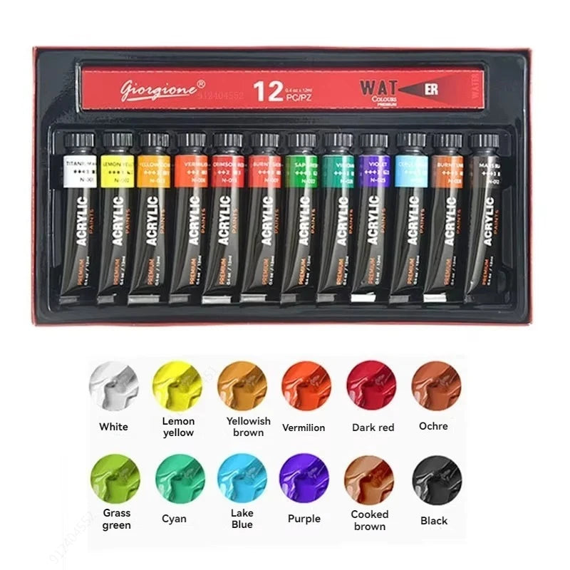 Acrylic Paint Set 12/24/30 Colours 12ml, Perfect for Canvas, Wood, Fabric, Leather, Cardboard, Paper, MDF And Crafts    Home Decor Supply | Online Retail | ShoreShopper.com