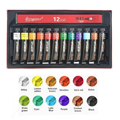 Acrylic Paint Set 12/24/30 Colours 12ml, Perfect for Canvas, Wood, Fabric, Leather, Cardboard, Paper, MDF And Crafts    Home Decor Supply | Online Retail | ShoreShopper.com