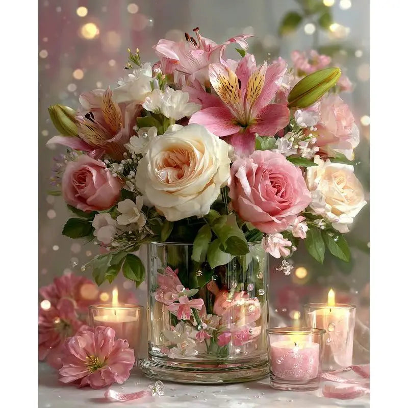 CHENISTORY Painting By Number Pink Flower Drawing On Canvas Hand Painted DIY Picture By Numbers Home Decoration    Home Decor Supply | Online Retail | ShoreShopper.com