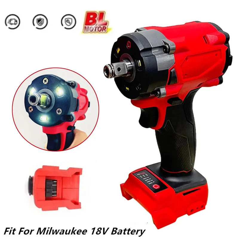 Brushless Impac Wrench 500N.m Electric Driver 1/2" Repair Cordless Screwdriver 4 Gears Power Tools for Milwaukee 18V Battery - ShoreCo.Shop