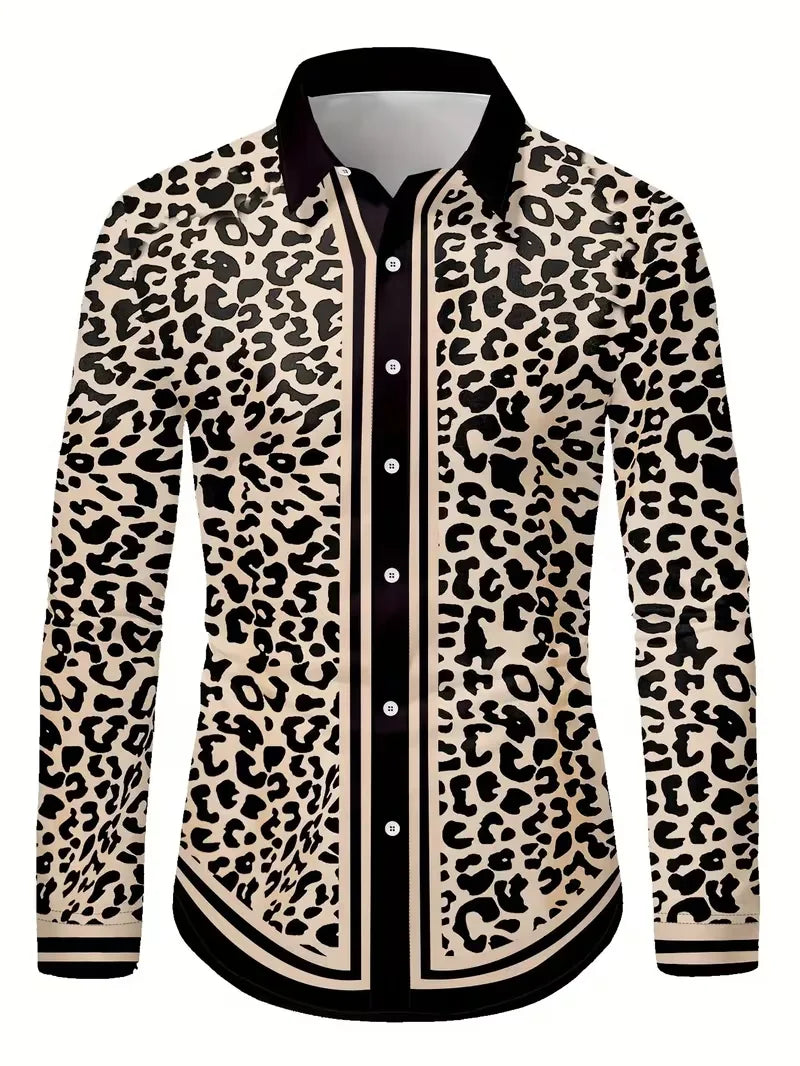 Luxury Floral Leopard Print Button-Down Shirt - Long Sleeve Paisley Business Casual Top    Home Decor Supply | Online Retail | ShoreShopper.com
