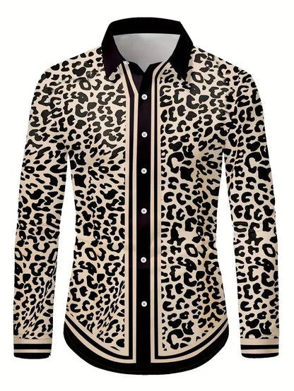 Luxury Floral Leopard Print Button-Down Shirt - Long Sleeve Paisley Business Casual Top    Home Decor Supply | Online Retail | ShoreShopper.com
