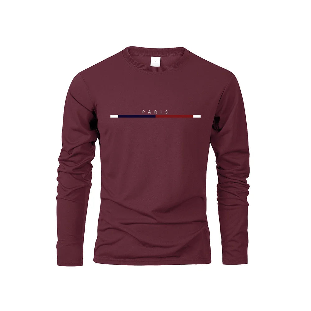 Men's Long Sleeve T Shirts of PARIS Printing Solid Color Casual Tops Autumn High Quality Loose T-Shirt Men Classic Clothing    Home Decor Supply | Online Retail | ShoreShopper.com