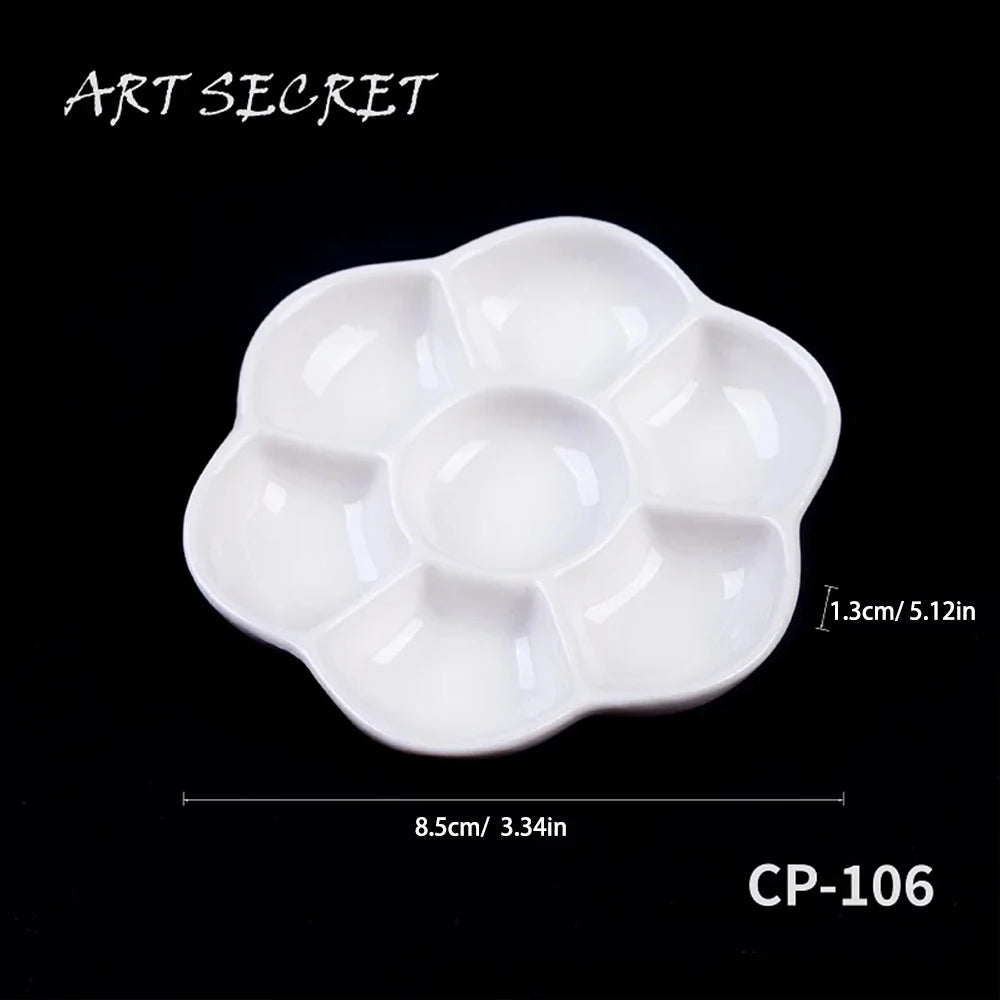 Artsecret 1 pc Simple White Ceramic Multi-Compartment Palette Pigment Mixing Palette Art Supplies Multiple Variants Available    Home Decor Supply | Online Retail | ShoreShopper.com