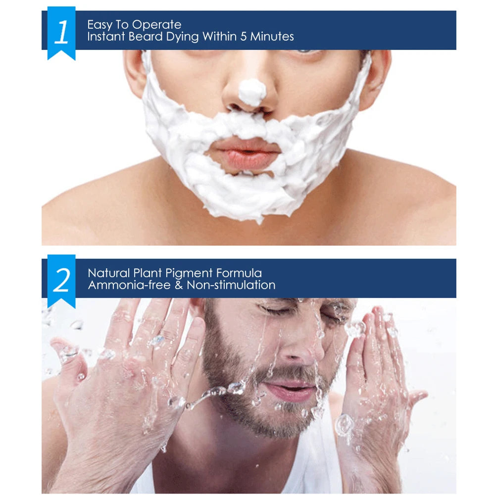 Natural Permanent Beard Dye Shampoo Repair White Grey Hair Removal Instant Mustache Dying Blacking Fast Beard Coloring for Men - ShoreCo.Shop