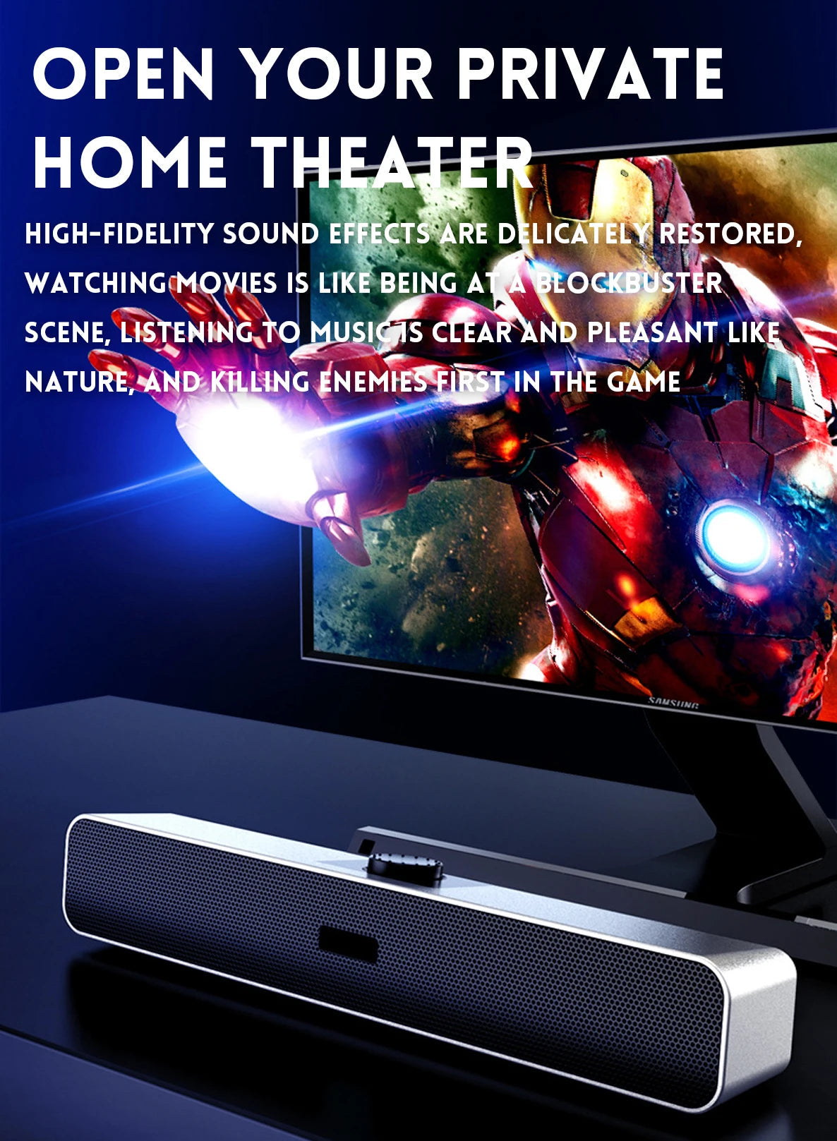 B Computer Speakers with 3.5 mm Aux, Small PC Speakers Powered by USB, USB Soundbar for Monitor，Wired USB Desktop Speaker,    Home Decor Supply | Online Retail | ShoreShopper.com