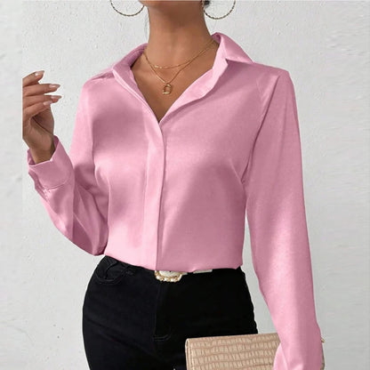 Women Long Sleeve Silk Shirt Female Fashion Turn Down Collar Button Blouse Women Elegant Satin Tops Office Lady Shirt    Your Coastal Marketplace | Shoreshopper.com