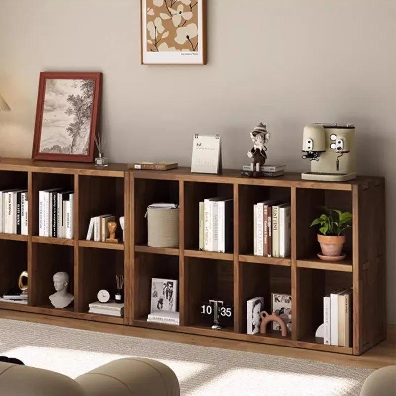 Solid Wood Short Bookshelf Floor Storage Cabinet Grid Organizer Shelf for Living Room Home & Kindergarten Display Unit    Home Decor Supply | Online Retail | ShoreShopper.com