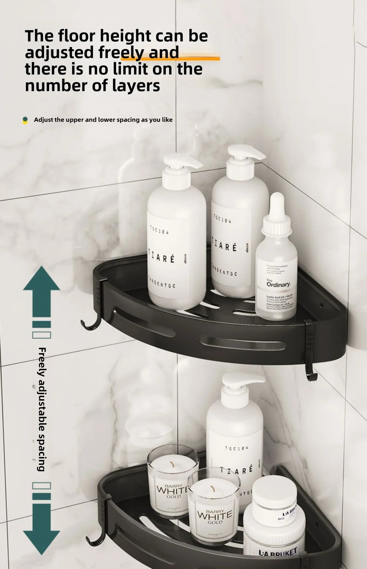 Bathroom Shelves Organizer No Punching Required Kitchen Corner Shelf Racks Shampoo Makeup Storage Holder Shower Towel Caddy Rack    Home Decor Supply | Online Retail | ShoreShopper.com