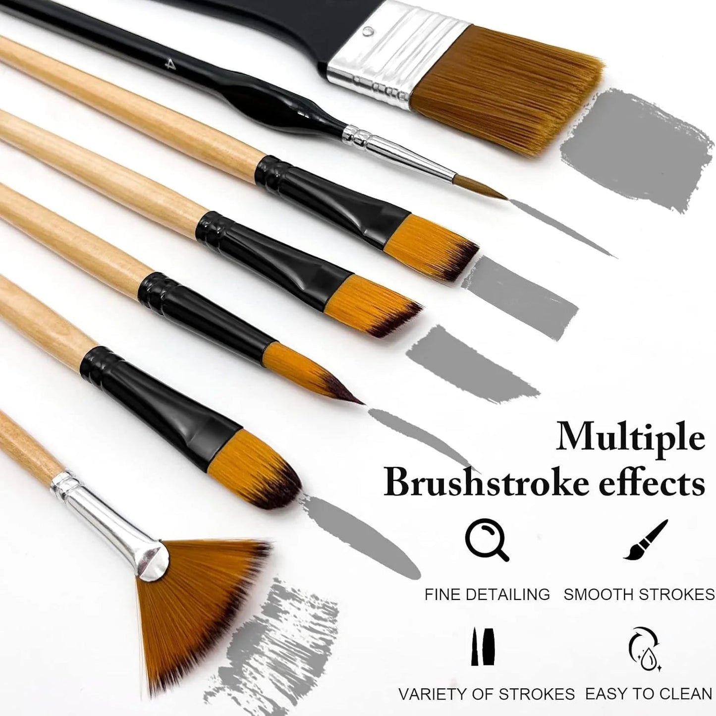 28/32 Pcs Paint Brushes for Acrylic Painting, Premium Nylon Bristles with Round, Filbert, Flat, Fan, Angle, Fine Detail Brush    Home Decor Supply | Online Retail | ShoreShopper.com