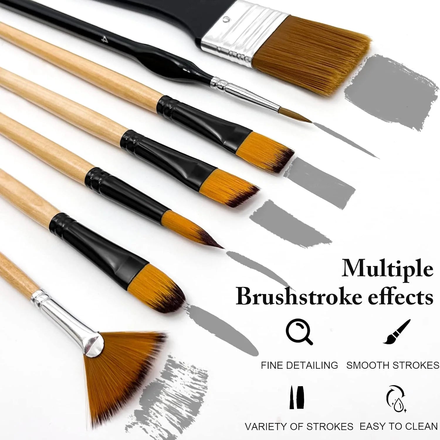 28/32 Pcs Paint Brushes for Acrylic Painting, Premium Nylon Bristles with Round, Filbert, Flat, Fan, Angle, Fine Detail Brush    Home Decor Supply | Online Retail | ShoreShopper.com