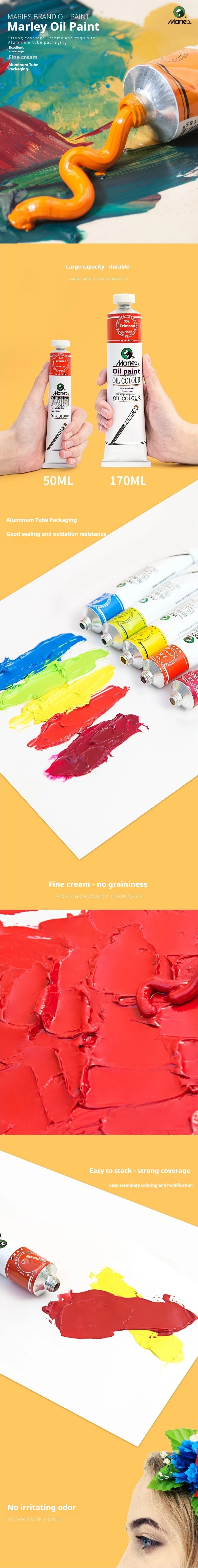 Maries Oil Paint 50ML Oil Painting Art Creation Pigment Large Oil Paint Paint Single Commonly Used 24 Colors    Home Decor Supply | Online Retail | ShoreShopper.com