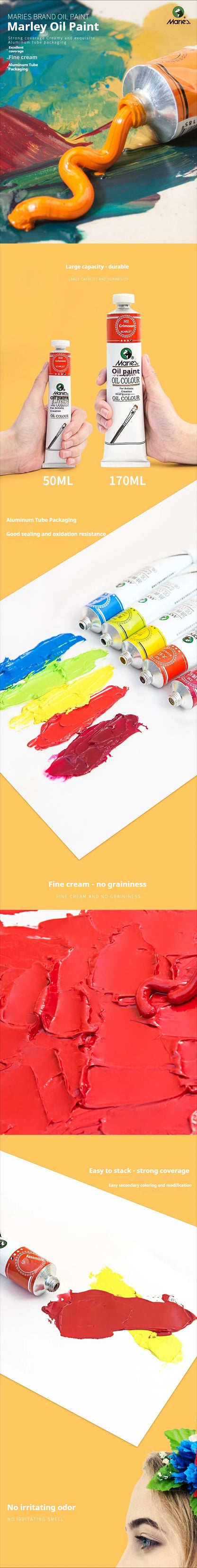 Maries Oil Paint 50ML Oil Painting Art Creation Pigment Large Oil Paint Paint Single Commonly Used 24 Colors    Home Decor Supply | Online Retail | ShoreShopper.com