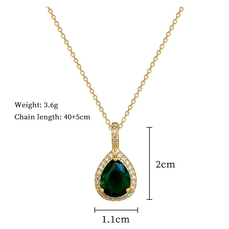 2pcs/set Jewelry Sets Women Elegant Waterdrop Green Rhinestone Pendant Necklace stud Earrings Wedding Dress Bridal Jewelry Set    Home Decor Supply | Online Retail | ShoreShopper.com