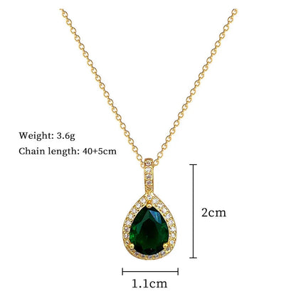 2pcs/set Jewelry Sets Women Elegant Waterdrop Green Rhinestone Pendant Necklace stud Earrings Wedding Dress Bridal Jewelry Set    Home Decor Supply | Online Retail | ShoreShopper.com