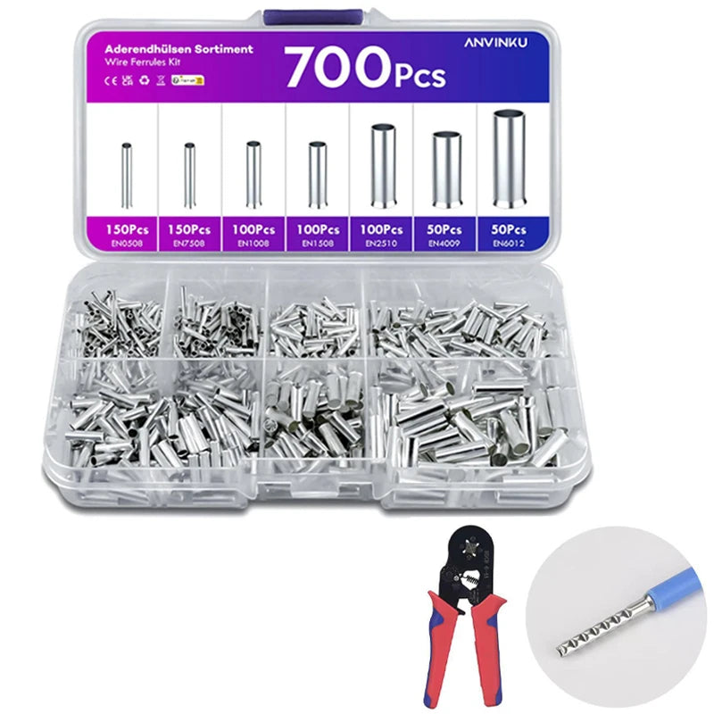 600/700pcs Bare Terminal Tubular Wire End Ferrules Mix Size Uninsulated Cable Sleeves Simple for Wire Connection Pin Crimp    Home Decor Supply | Online Retail | ShoreShopper.com