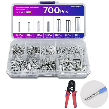 600/700pcs Bare Terminal Tubular Wire End Ferrules Mix Size Uninsulated Cable Sleeves Simple for Wire Connection Pin Crimp    Home Decor Supply | Online Retail | ShoreShopper.com