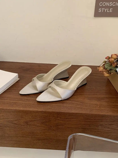 Women's Slippers Fashion 2026 Summer Elegant High Heels Outdoor Banquet Wedge Heel Pointed Toe Girls Women's Shoes 2018    Your Coastal Marketplace | Shoreshopper.com