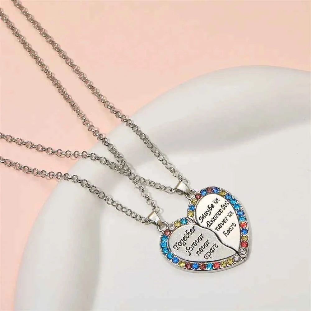 Best Friends Necklace Together forever Never Apart Maybe In Distance But Never In Heart Pendant Choker For Bestie Friendship