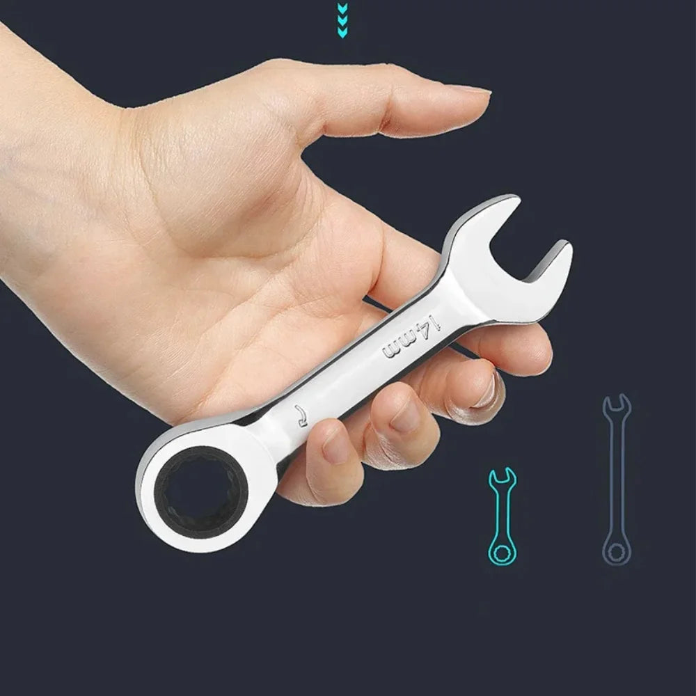 6-19mm Short Handle Quick Ratchet Wrench 72 Teeth Multi Functional Portable Short Dual-use Plum Blossom Small Wrench Hand Tools    Home Decor Supply | Online Retail | ShoreShopper.com