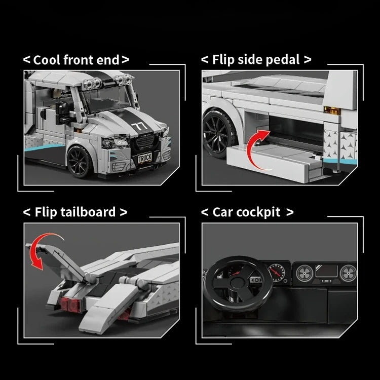 672Pcs Modified Trailer Building Blocks MOC Car Transporter Flatbed Tow Truck Vehicle Recovery Hauler Boys Festival Party Gifts - ShoreCo.Shop