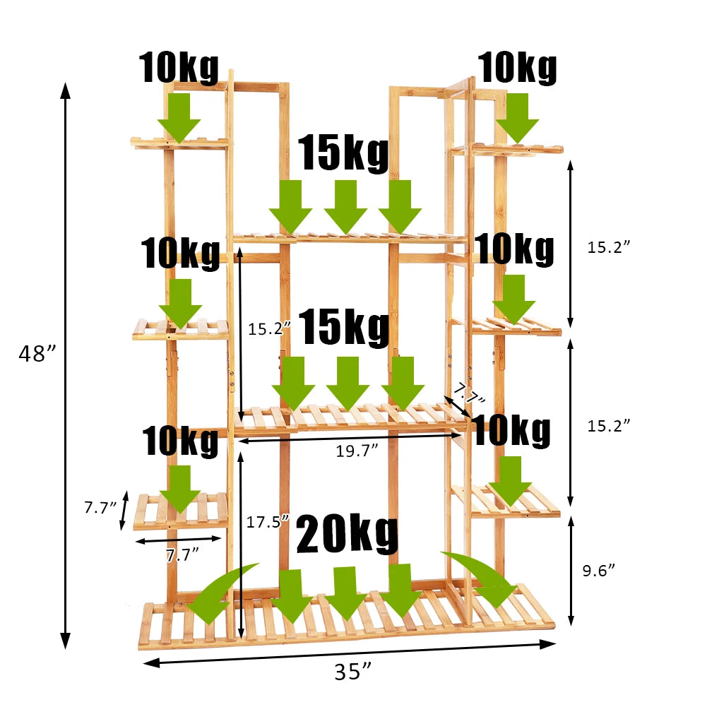 Multi-Tiered Bamboo Plant Stand Indoor Outdoor Flower Pot Holder Rack for Garden Balcony Living Room    Home Decor Supply | Online Retail | ShoreShopper.com