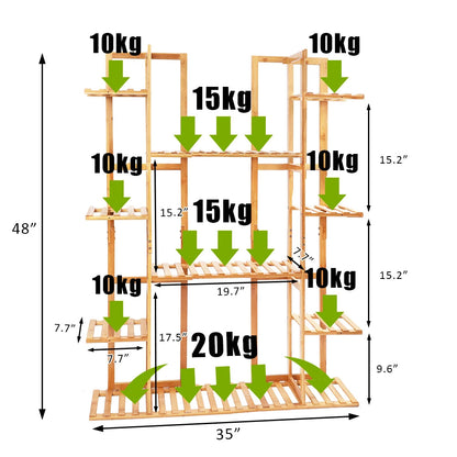 Multi-Tiered Bamboo Plant Stand Indoor Outdoor Flower Pot Holder Rack for Garden Balcony Living Room    Home Decor Supply | Online Retail | ShoreShopper.com