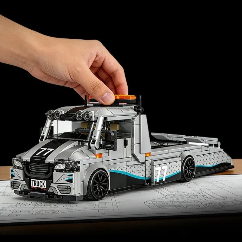 672Pcs Modified Trailer Building Blocks MOC Car Transporter Flatbed Tow Truck Vehicle Recovery Hauler Boys Festival Party Gifts - ShoreCo.Shop