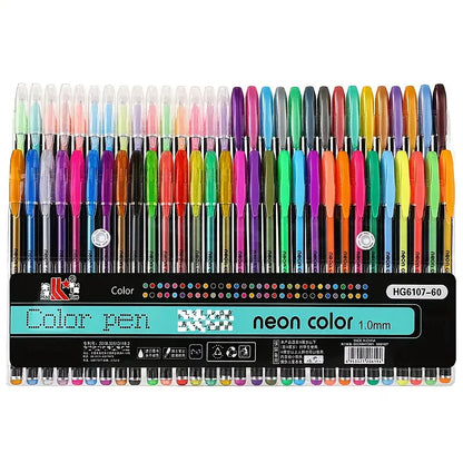 60pcs Multi-Color Pen Set - Glitter, Metallic, Neon, Pastel & Classic Shades - Water-Based Gel Pens for Writing, Drawing    Home Decor Supply | Online Retail | ShoreShopper.com