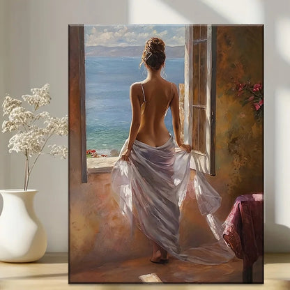 Elegant Mediterranean Canvas Wall Art - HD Seaside Painting with Wood Frame for Serene Home Decor, Ocean Theme Decoration    Home Decor Supply | Online Retail | ShoreShopper.com