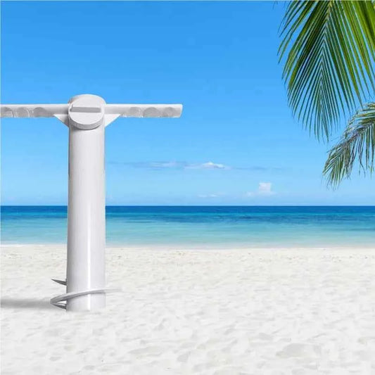 Beach Umbrella Stand And Holder with Spiral Ground Anchor Plug Outdoor Travel Accessory with Hook Inserts for Beach Equipment