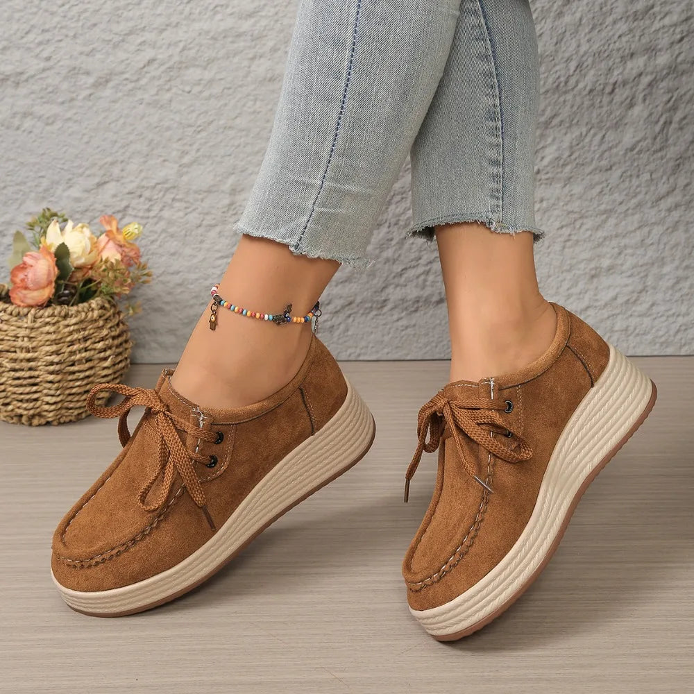 Women's Sports Shoes Spring Autumn Fashion Platform Sneakers Lace-up Round Toe Wedges Casual Comfortable Women's Shoes    Your Coastal Marketplace | Shoreshopper.com