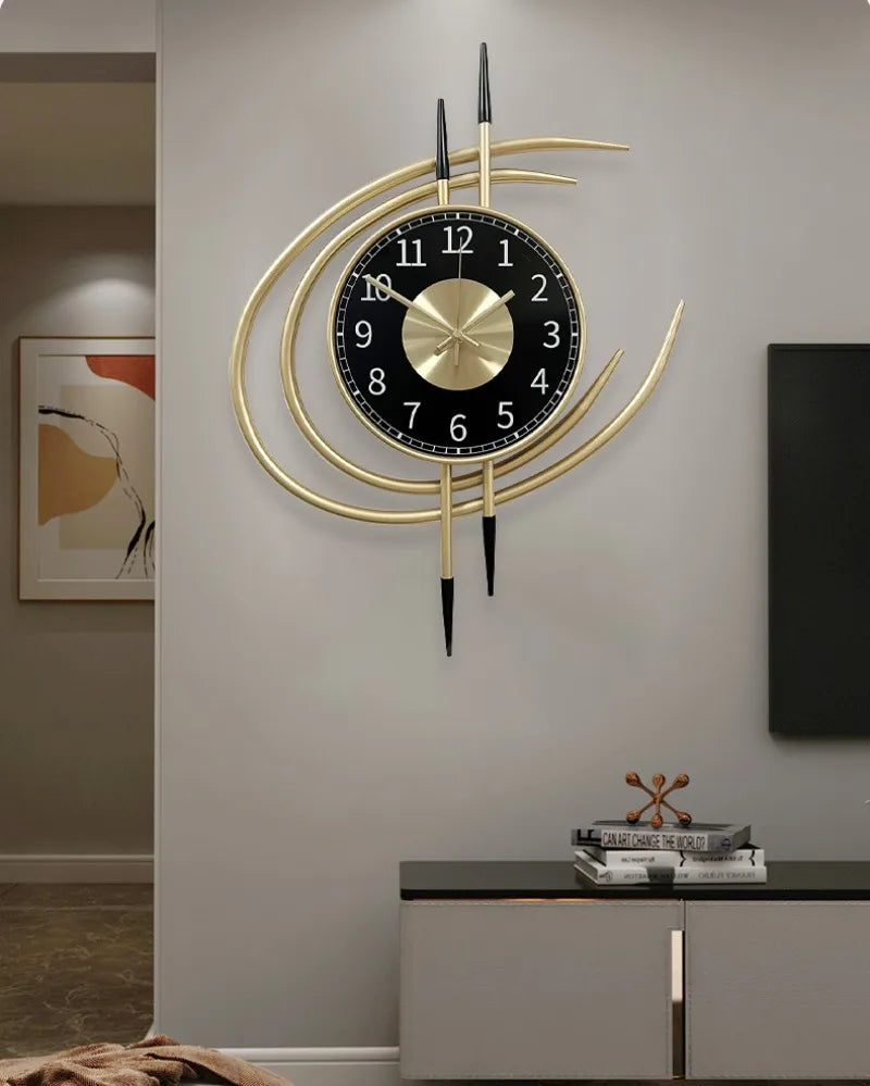 54cm Storm Eye Modern Wall Clock, Large Black Dial Metal Silent Analog Clock, Gold Luxury Decorative for Living Room Bedroom    Home Decor Supply | Online Retail | ShoreShopper.com
