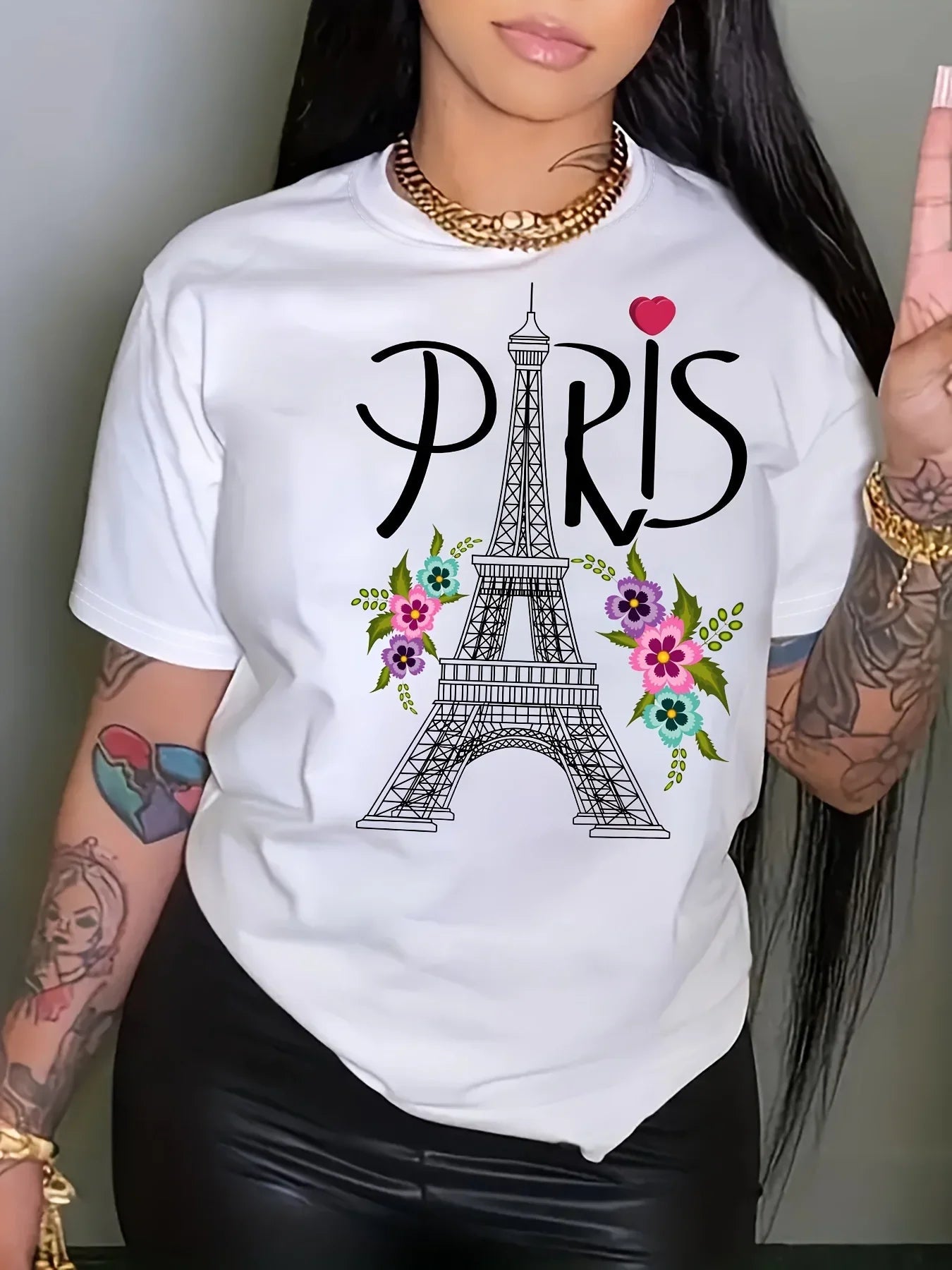 Paris Eiffel Tower Printed Crew Neck Casual T-Shirt for Summer Spring Women Aesthetic Clothes    Home Decor Supply | Online Retail | ShoreShopper.com