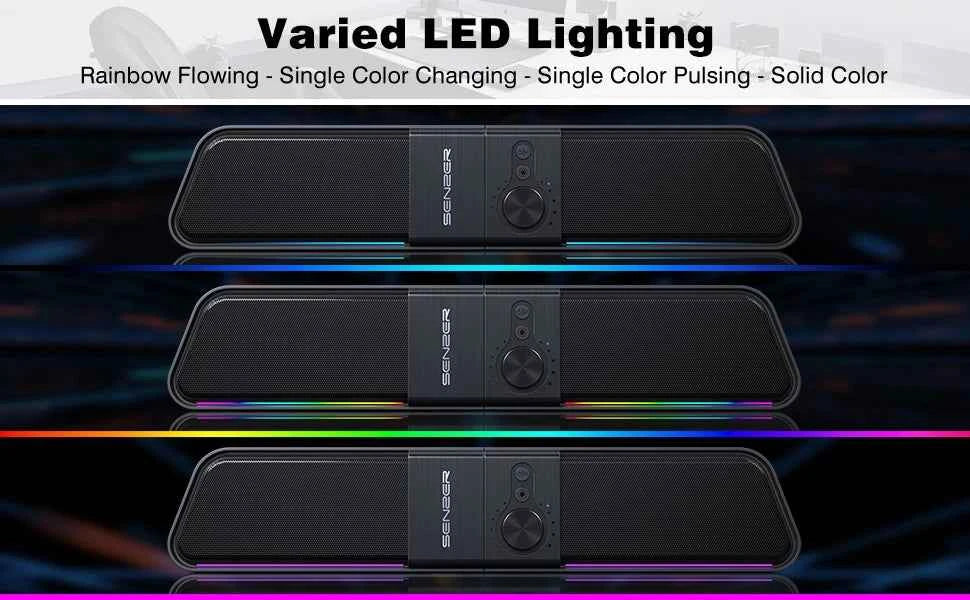 SENZER Computer Speakers-Gaming Speaker with Stereo Sound,PC Sound Bar for Laptop Desktop Monitor (Bluetooth & 3.5mm Aux)