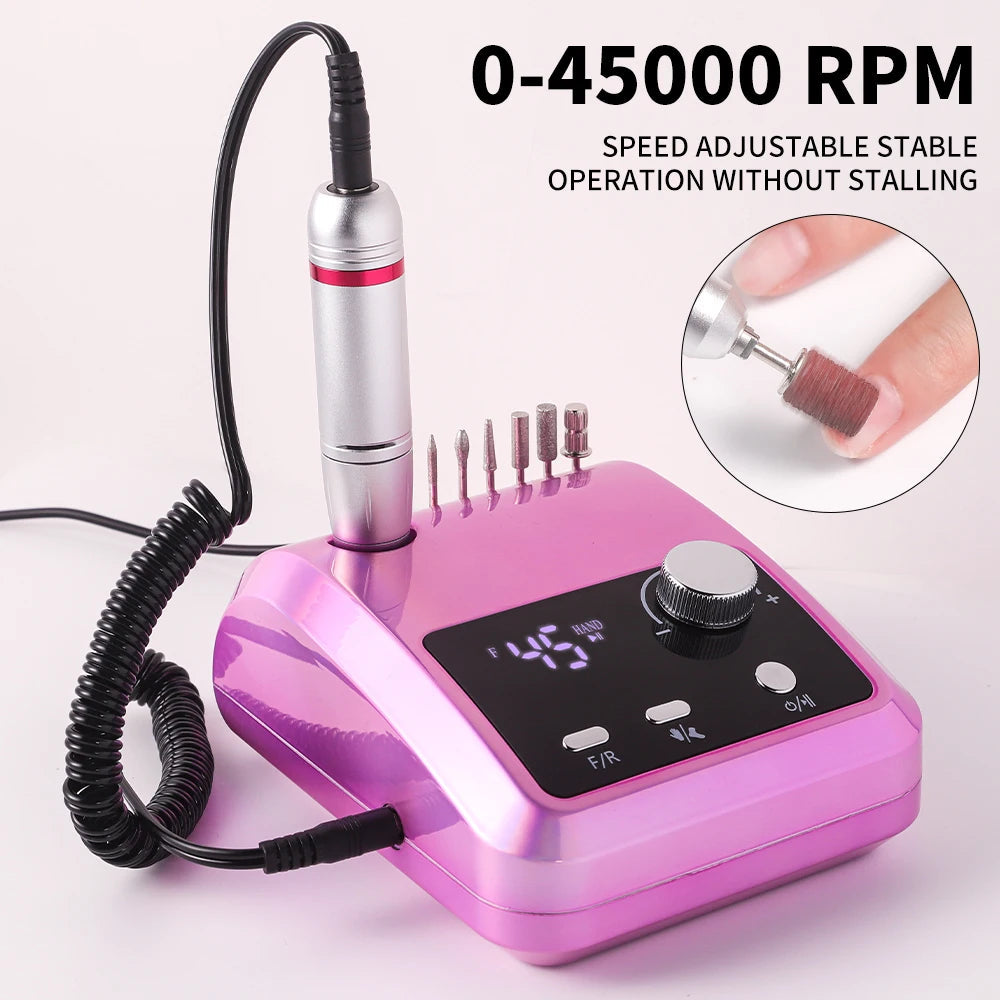 45000RPM Nail Drill Machine Professional Nail Lathe with Large LCD Screen Smart Electric Manicure Polisher Nail Art Tools    Home Decor Supply | Online Retail | ShoreShopper.com