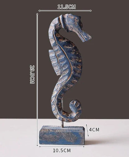 Mediterranean Wood Carving Sculpture - Starfish, Conch & Hippocampus Marine Decor for Home & Living Room    Your Coastal Marketplace | Shoreshopper.com