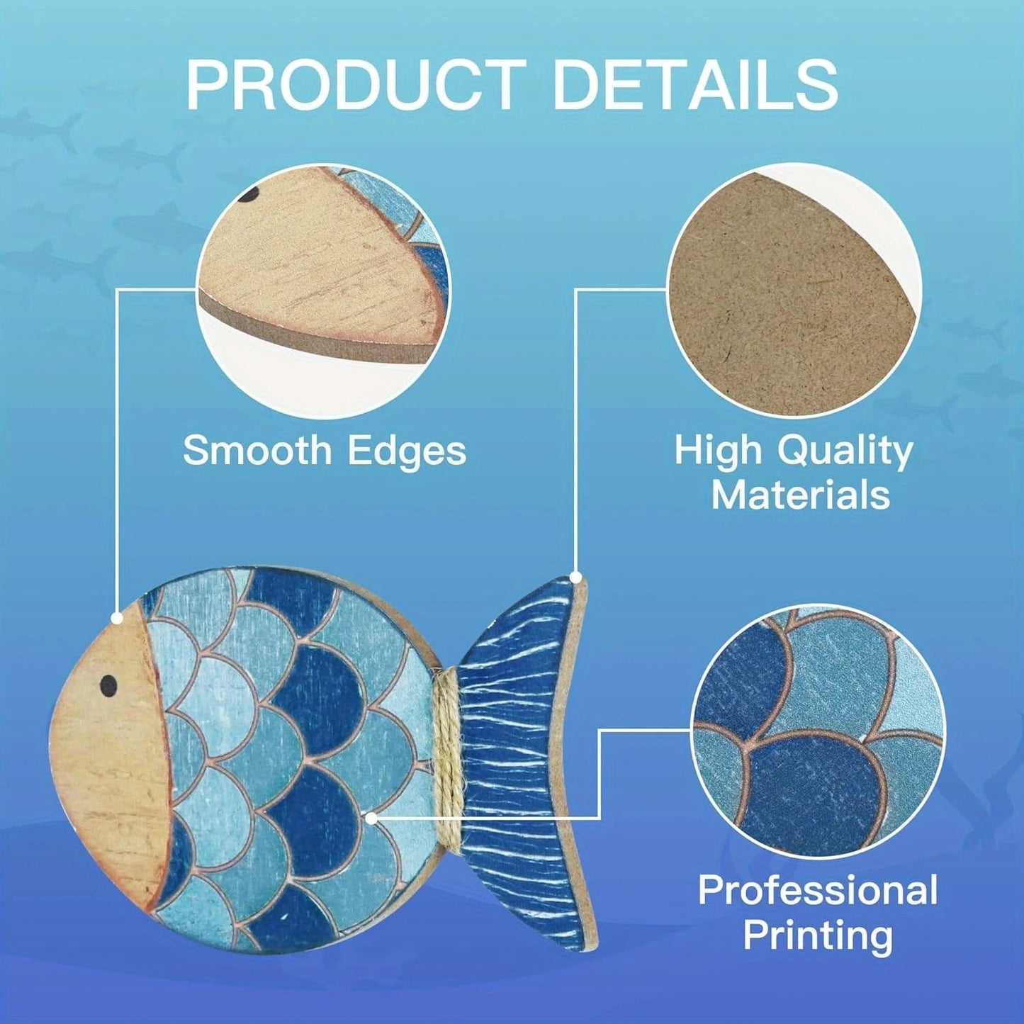 2D Wooden Fish Nautical Walls Beach Art Walls Hang Decorated Marine Themed Retro blue Fish Family Bathroom Pendants Gifts    Your Coastal Marketplace | Shoreshopper.com