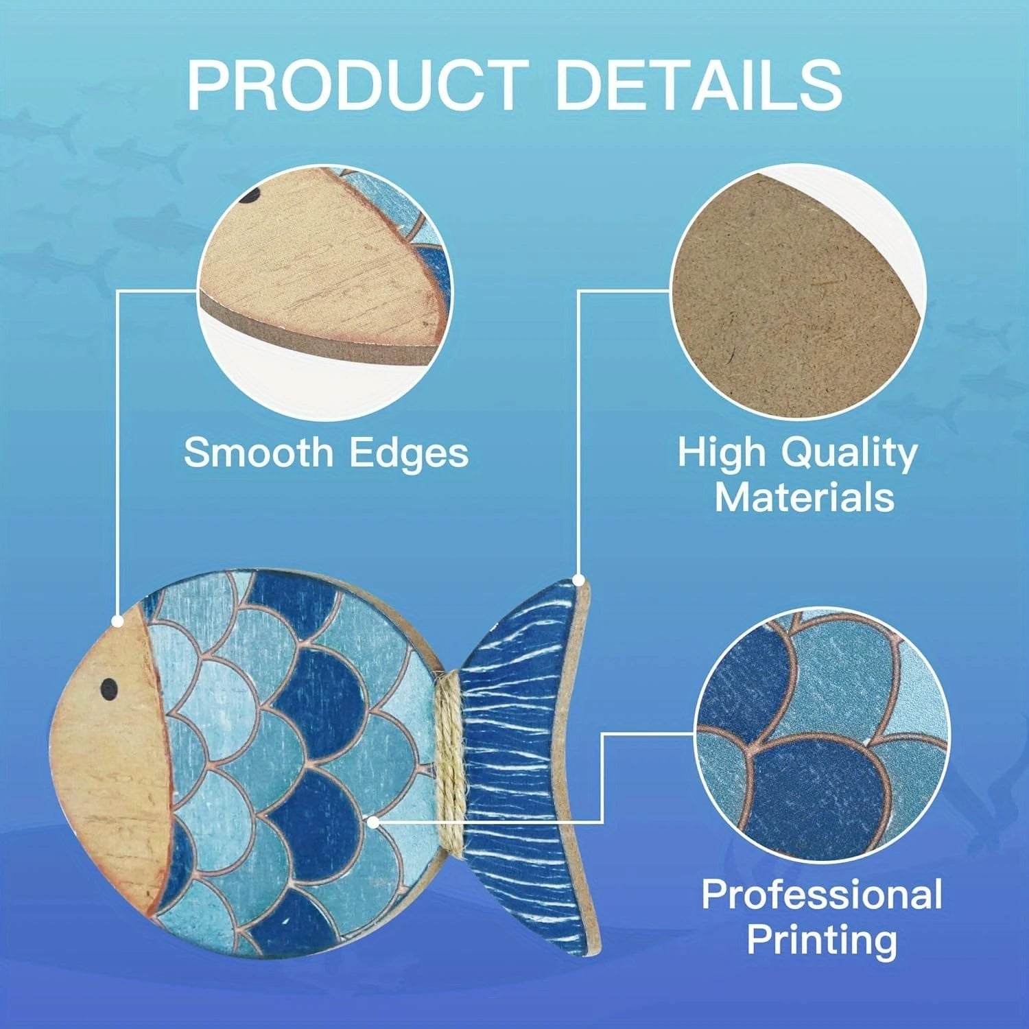 2D Wooden Fish Nautical Walls Beach Art Walls Hang Decorated Marine Themed Retro blue Fish Family Bathroom Pendants Gifts    Your Coastal Marketplace | Shoreshopper.com