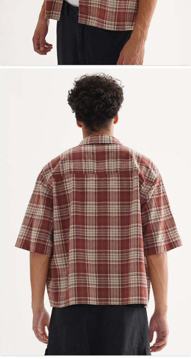 ‌Plaid Short Sleeve Shirt for Men‌ Casual Button Down,Lightweight Breathable Fabric,Trendy Streetwear,Summer Open Front Top    Home Decor Supply | Online Retail | ShoreShopper.com