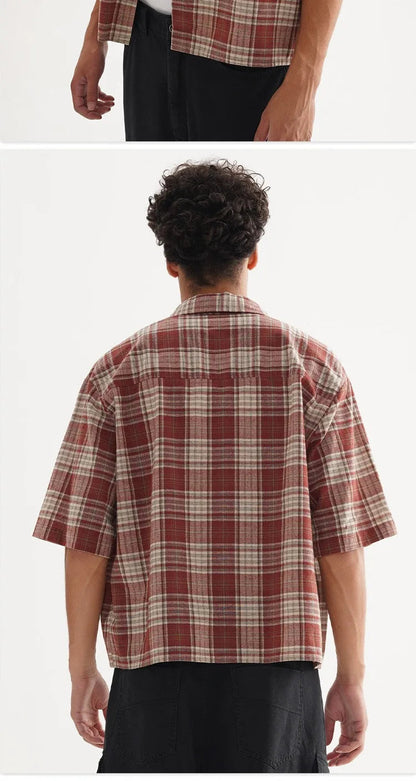 ‌Plaid Short Sleeve Shirt for Men‌ Casual Button Down,Lightweight Breathable Fabric,Trendy Streetwear,Summer Open Front Top    Home Decor Supply | Online Retail | ShoreShopper.com