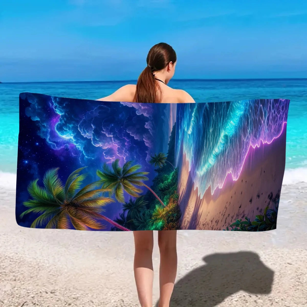 1pc tropical plant printed large beach towel, quick drying absorbent beach towel, swimming, vacation, camping beach towel    Your Coastal Marketplace | Shoreshopper.com