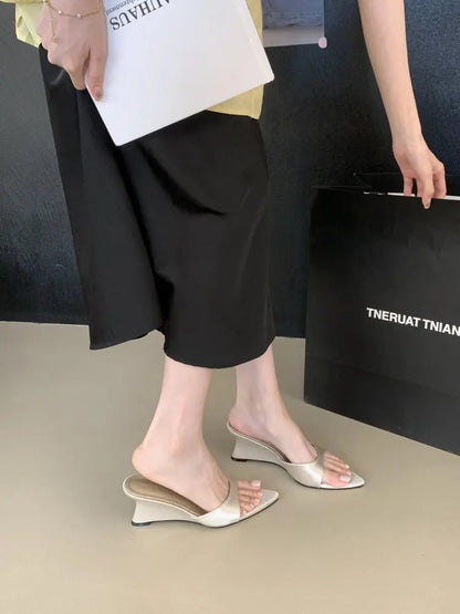 Women's Slippers Fashion 2026 Summer Elegant High Heels Outdoor Banquet Wedge Heel Pointed Toe Girls Women's Shoes 2018    Your Coastal Marketplace | Shoreshopper.com