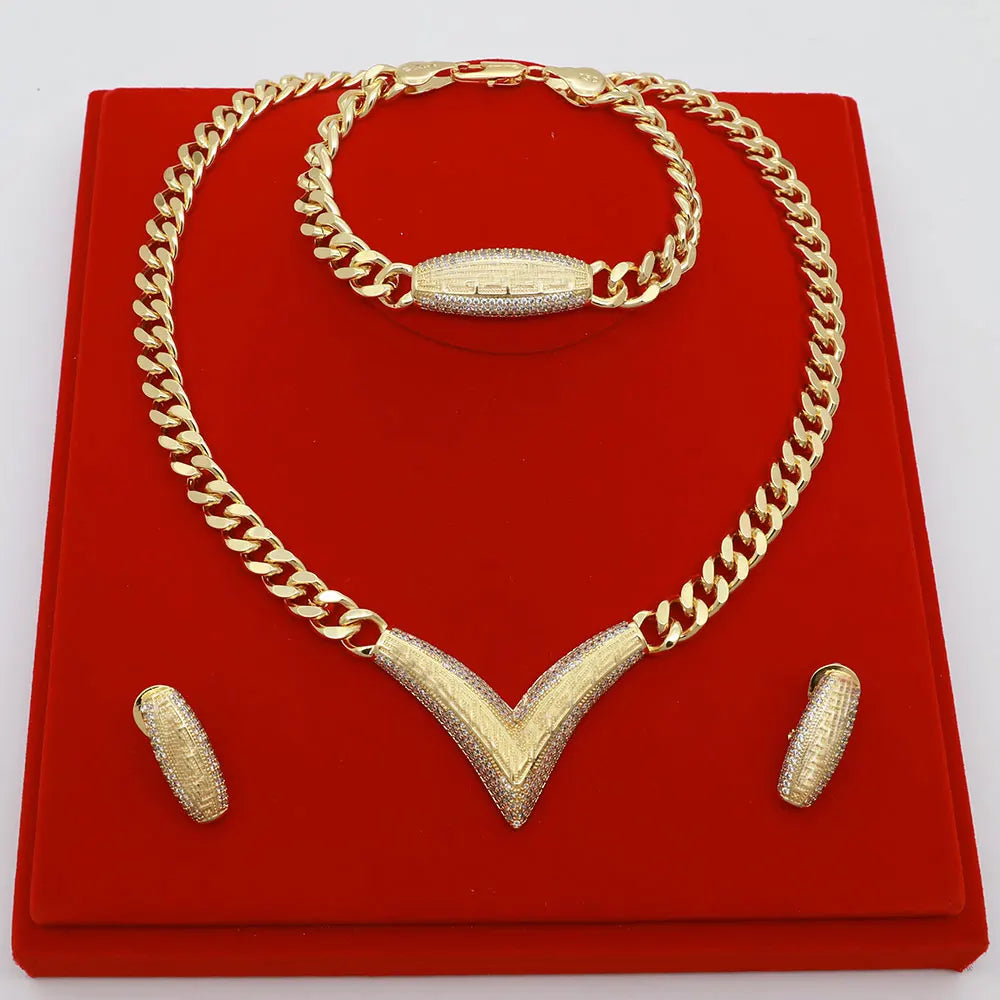Dubai Vintage Jewelry Sets For Women Luxury Design Shiny Zircon Gold Plated Necklace Earring Bangle Wedding Party Accessories    Home Decor Supply | Online Retail | ShoreShopper.com