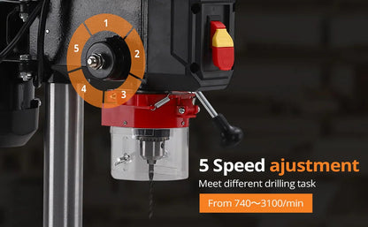 8 Inch Bench Drill Press, 2.5Amp, 5 Speed Adjustable, Swing Distance 0-45° Tilting, Controls Benchtop for Wood, Metal Drilling    Home Decor Supply | Online Retail | ShoreShopper.com