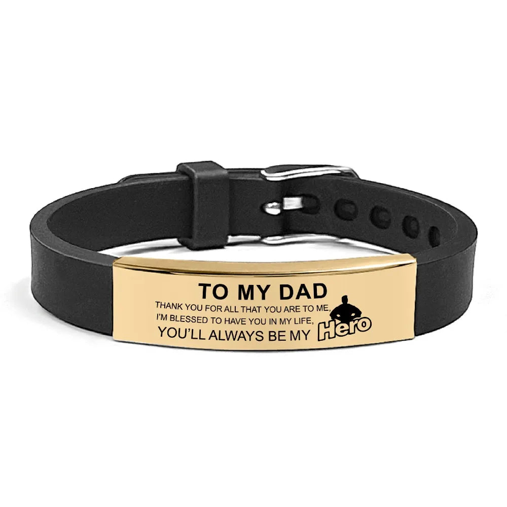 Father's Day Gifts Inspirational Quote Bracelets Wristband Adjustable Family Bracelets Stainless Steel Bracelet for Father    Your Coastal Marketplace | Shoreshopper.com